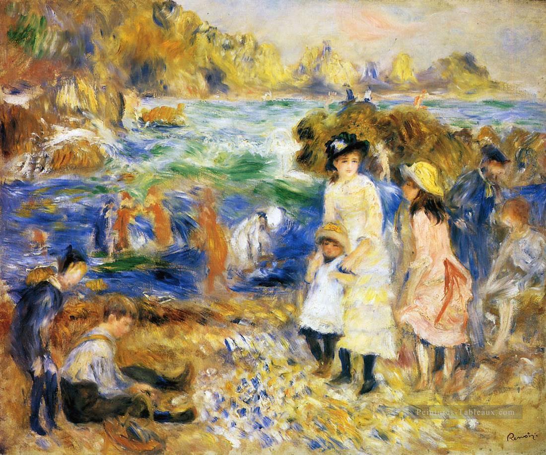 scène de plage guernesey Pierre Auguste Renoir Peintures à l'huile